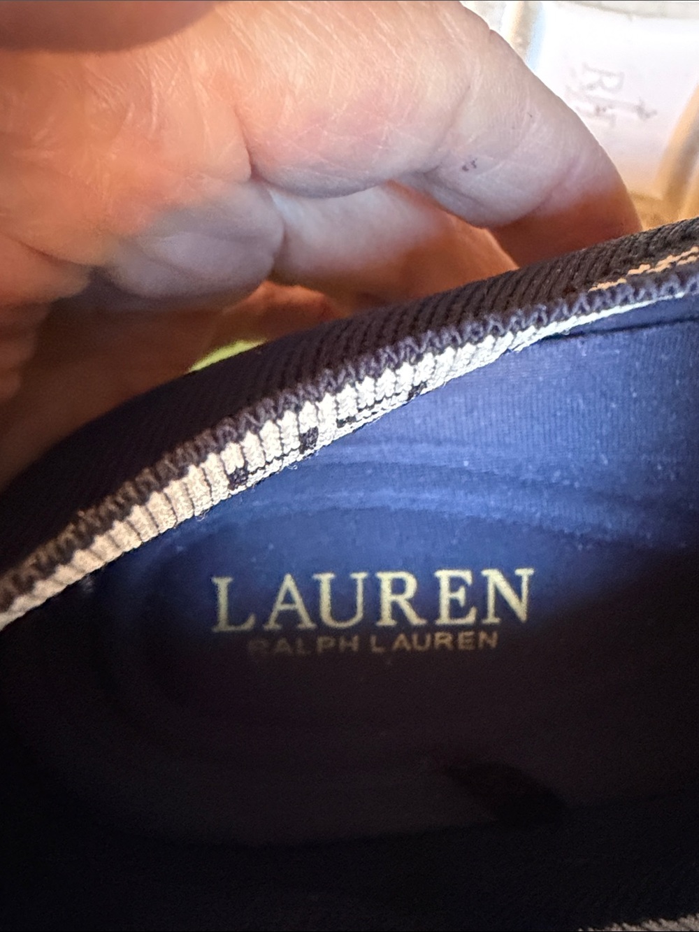 Ralph Lauren Navy Knit Slip-On Sneakers with White Soles. Size 8 - Picture 3 of 4
